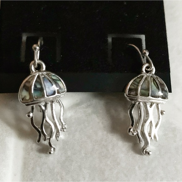 MERMAIDMERCHANT BOUTIQUE Jellyfish Silver & Mother of Pearl Dangle Earring Set - Picture 2 of 3